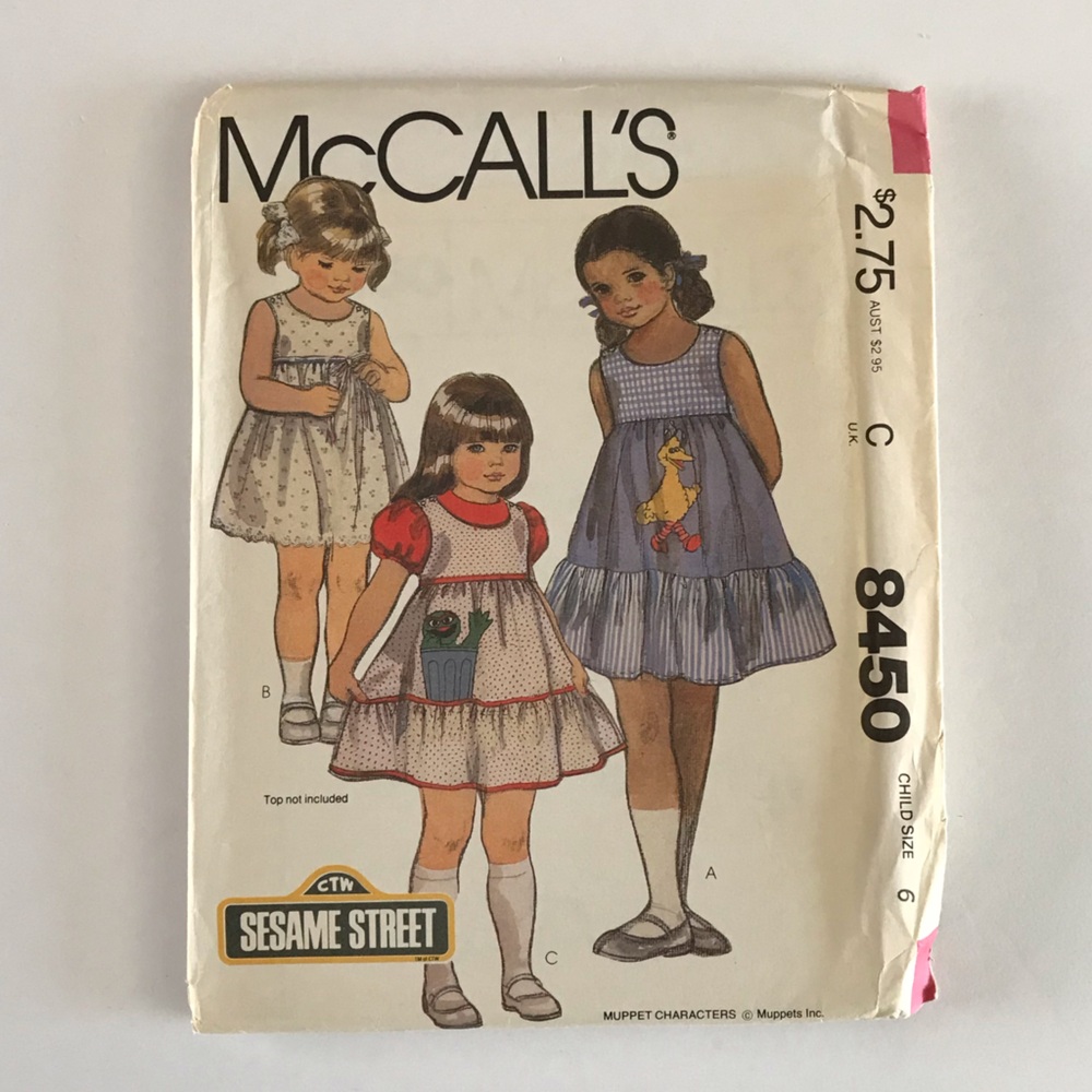 🧵3for12🧵 VTG 80s McCall’s Pattern 8450 Girl’s Sundress Jumper Transfer